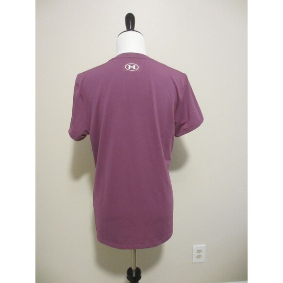 Under Armour HeatGear Loose Fit Purple V-Neck Short Sleeve Womens Shirt LG - Picture 5 of 7